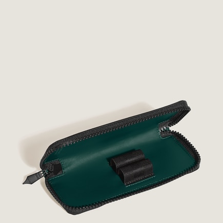 2-Pen Pouch with zip in Extreme Leather