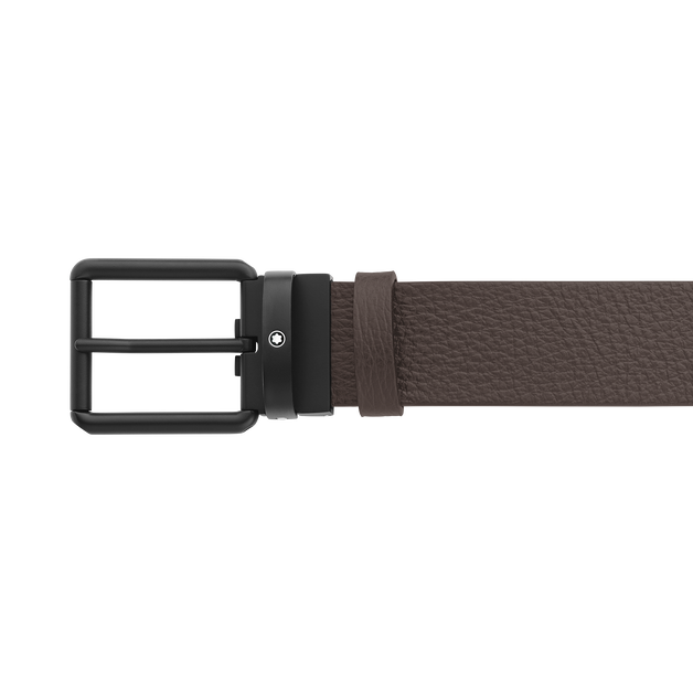 Brown/black 35 mm reversible leather belt - 5