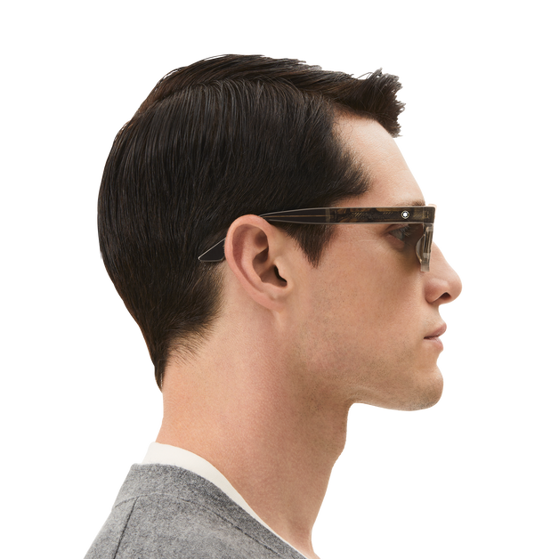 Rectangular Sunglasses with Havana Coloured Acetate Frame - 7