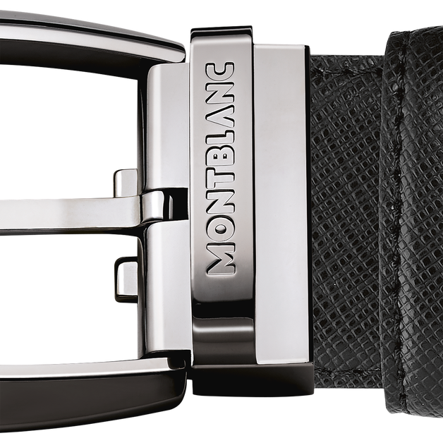 Black 35 mm leather belt - 2