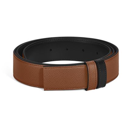 Ceinture en cuir r&eacute;versible 35 mm fauve Sartorial/noir Meisterst&uuml;ck