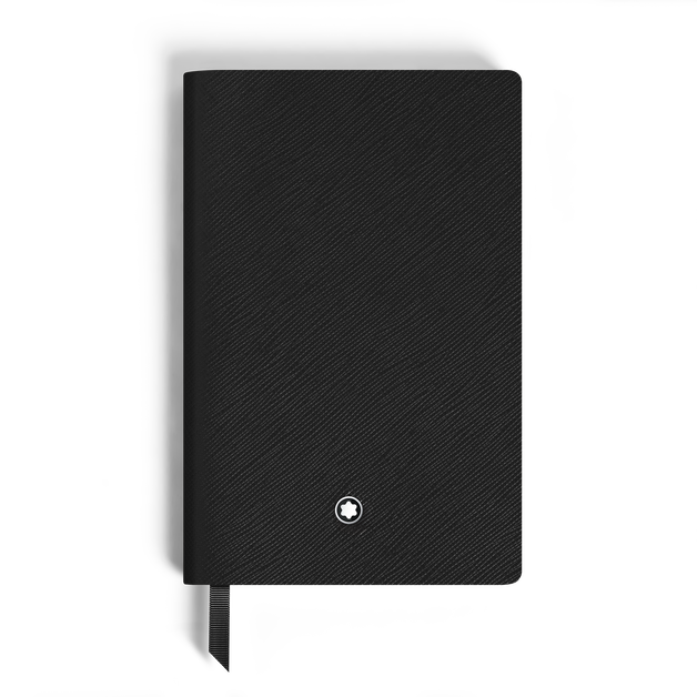 Notebook Small, Black Leather, Black, Lined Pages - 1