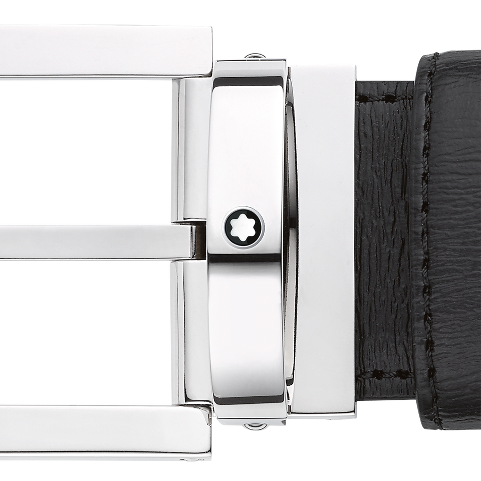 Black 35 mm leather belt - 3