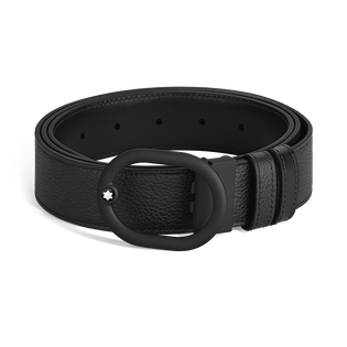L'Ovale Buckle Black/Black 35&nbsp;mm Reversible Leather Belt