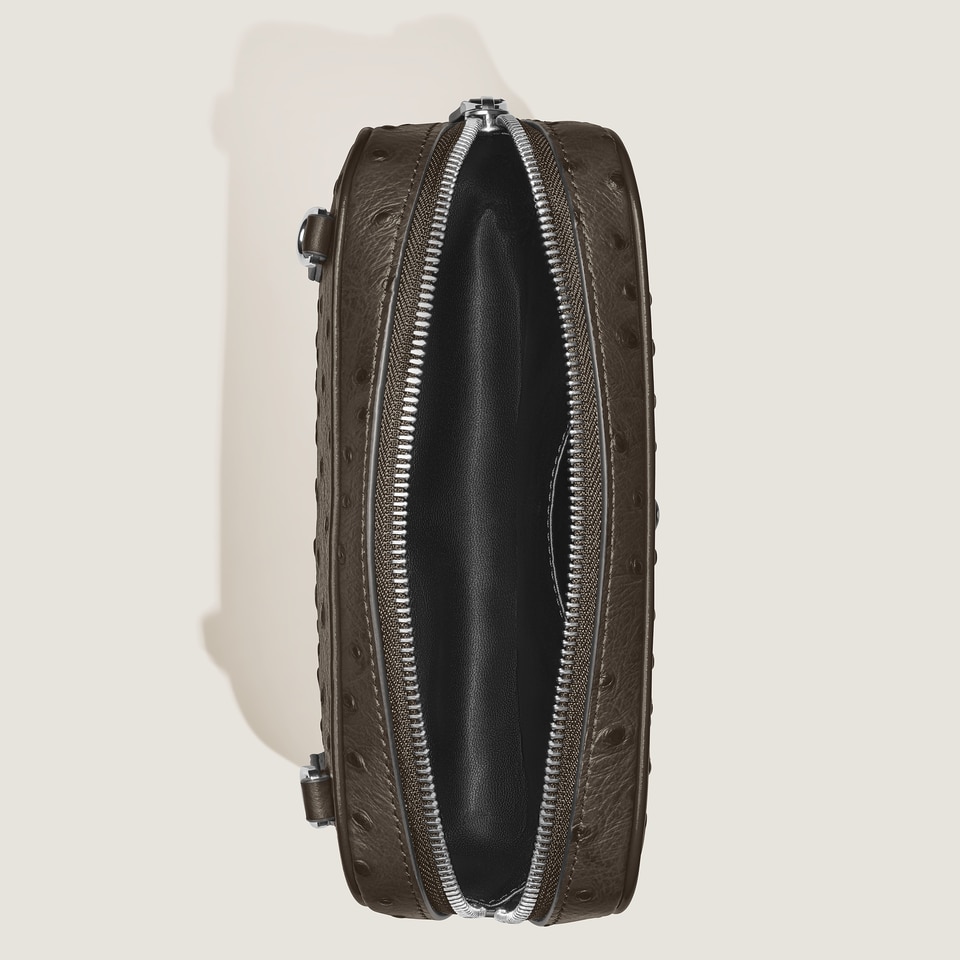 Mini Crossbody Bag in Ostrich-Embossed Leather - 7