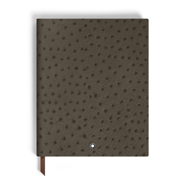 Large Notebook in Ostrich-Embossed Leather, Lined Pages - 1