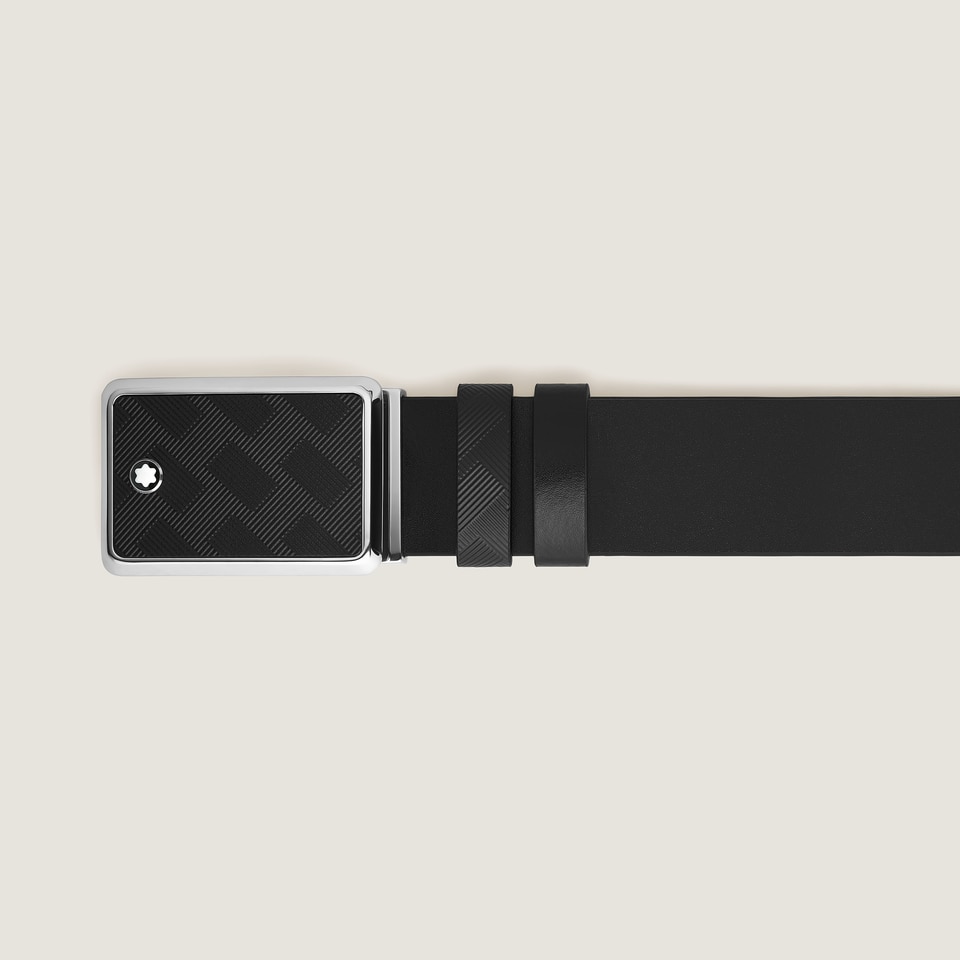 Marquetry Plate Buckle Black/Black 30&nbsp;mm Reversible Leather Belt - 2