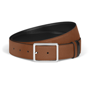 35 mm Reversible Belt in Sartorial Leather with Rectangular Buckle