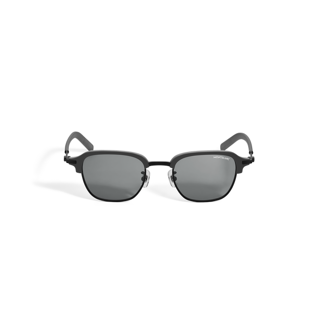 Lunettes de soleil rectangulaires &agrave; monture en m&eacute;tal noire  - 1