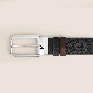 35 mm Reversible Belt in Sartorial Leather with Rectangular Buckle