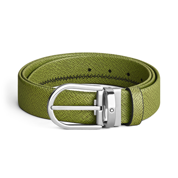 Horseshoe buckle multilime 35mm leather belt - 1