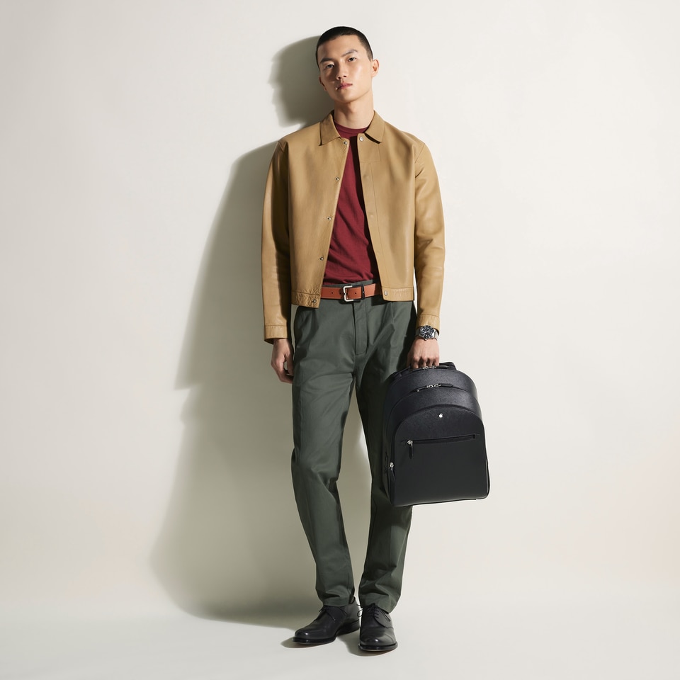 Medium Backpack with 3 Compartments in Sartorial Leather - 6