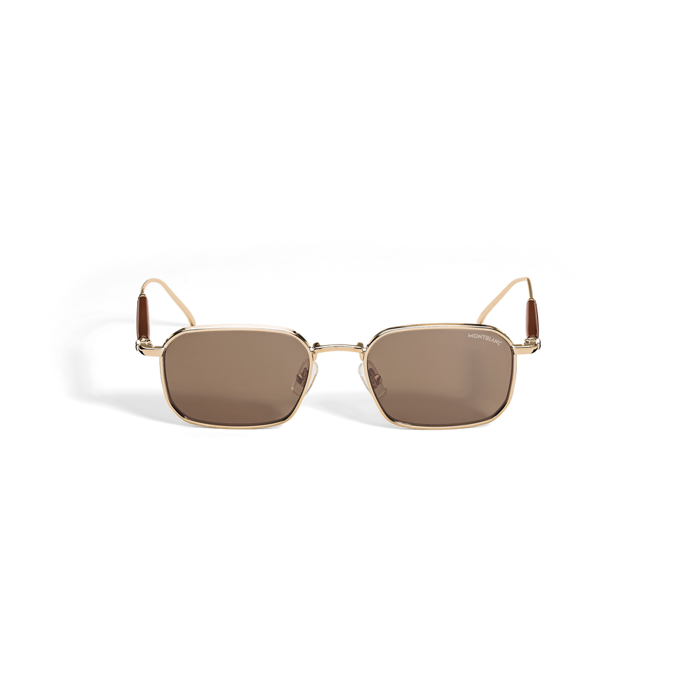 Rectangular Sunglasses with Gold-Coloured Metal Frame - 1