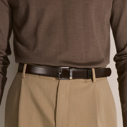 Rectangular 30 mm Reversible Belt in Leather