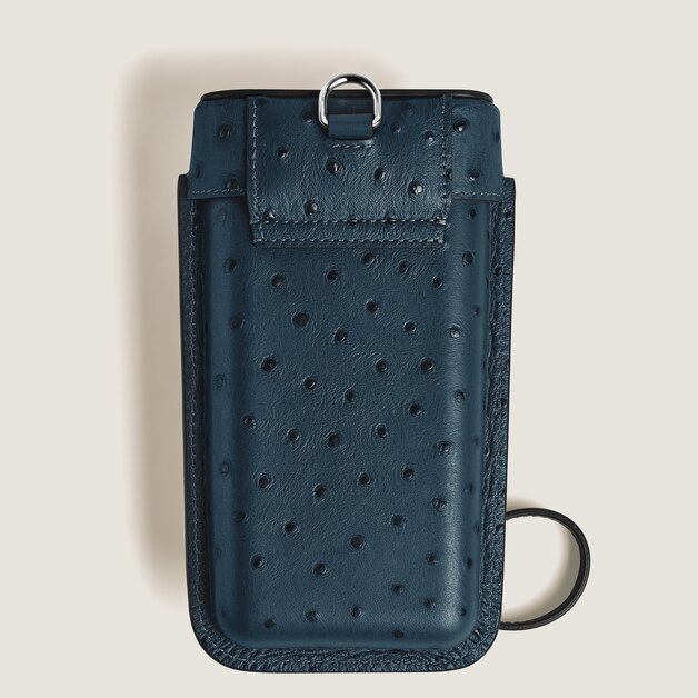 Nib Multifunctional Case with Strap in Ostrich-Embossed Leather - 4