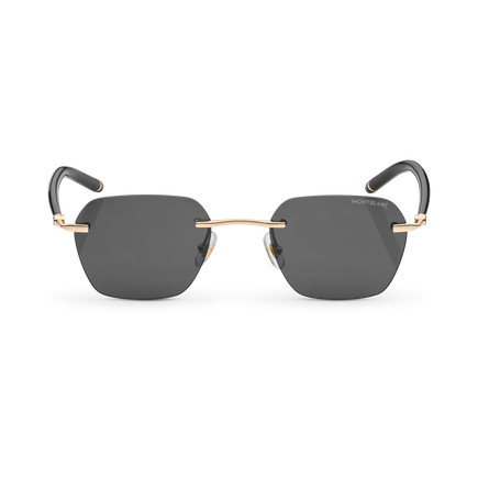 Squared Sunglasses with Gold-Coloured Metal Frame