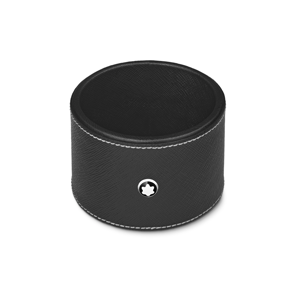 Medium Round Desk Tray in Sartorial Leather - 1