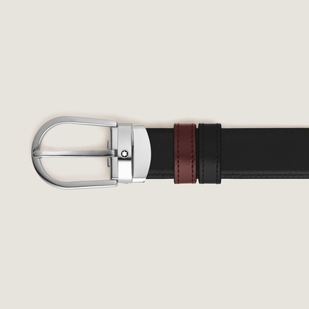 Horseshoe Buckle Black/Burgundy 30&nbsp;mm Reversible Leather Belt