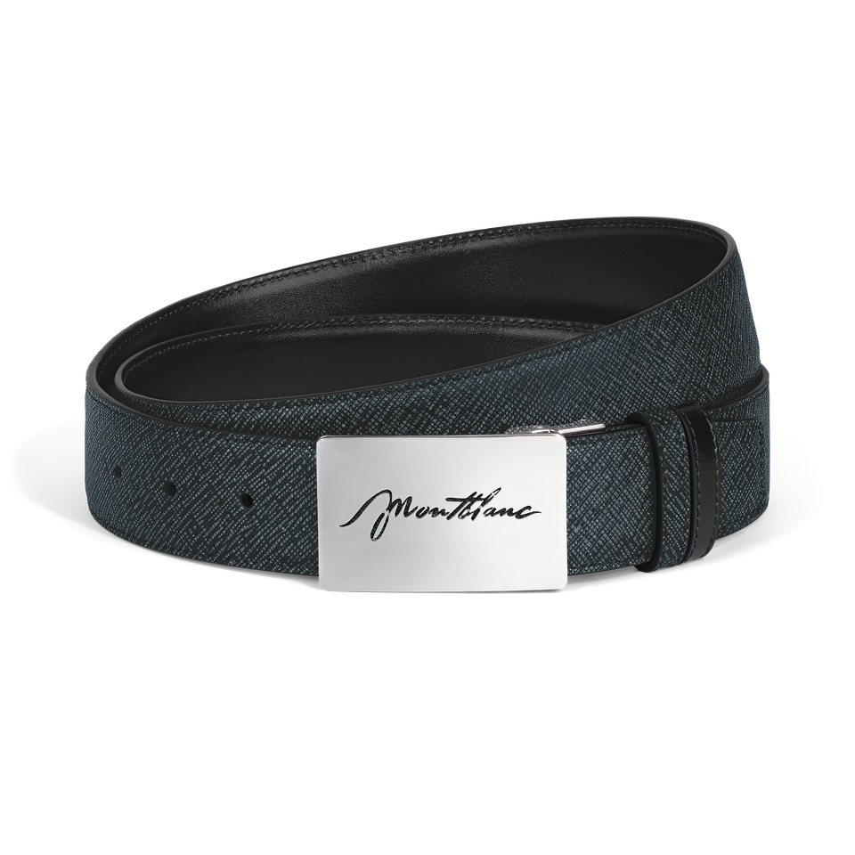35 mm Reversible Belt in Sartorial Leather with Plate Buckle - 1