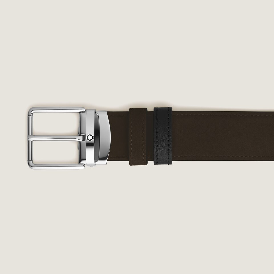 Everyday buckle brown/black 35mm reversible leather belt - 2