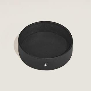 Large Round Desk Tray in Grain Leather