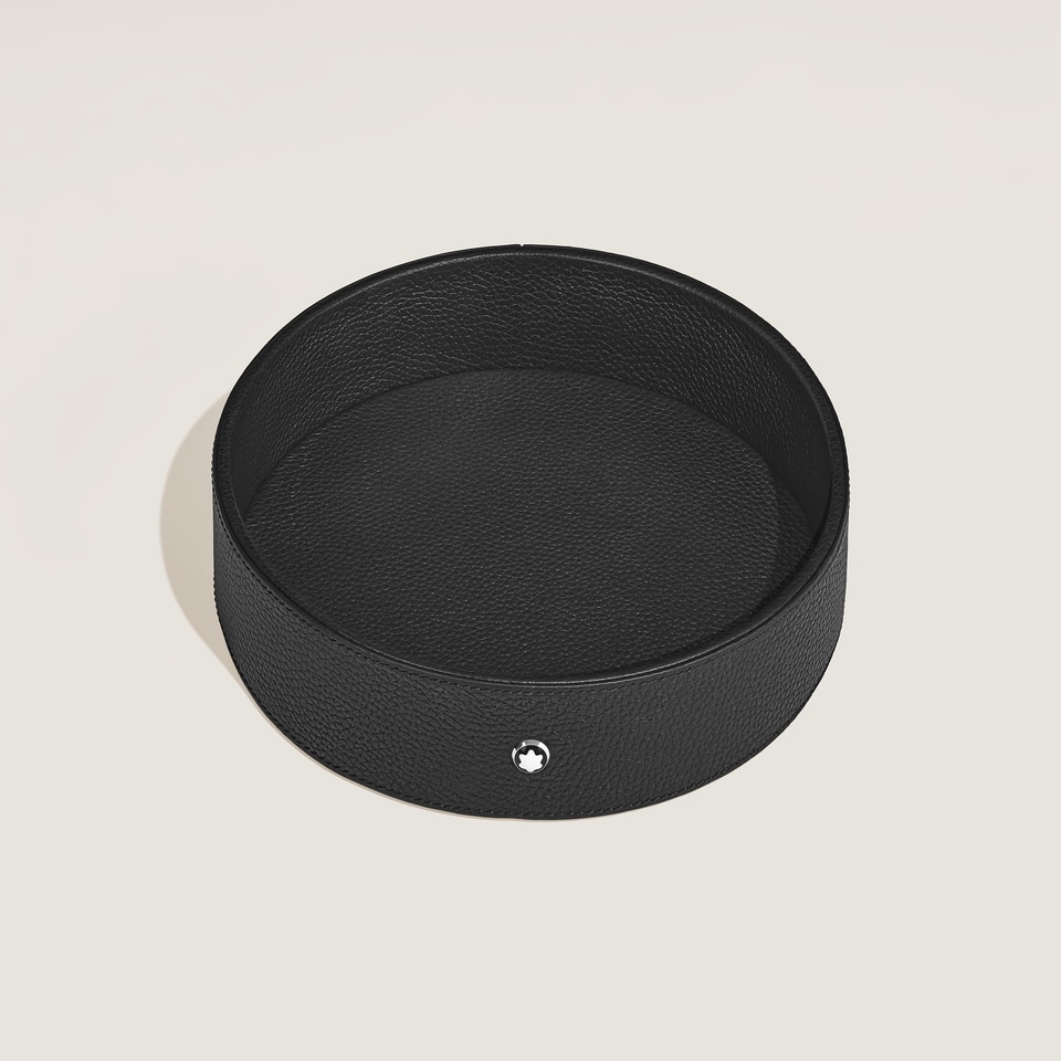 Large Round Desk Tray in Grain Leather - 2
