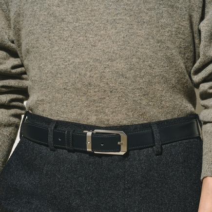 Cinturón Reversible de Piel de 30 mm con Hebilla Rectangular