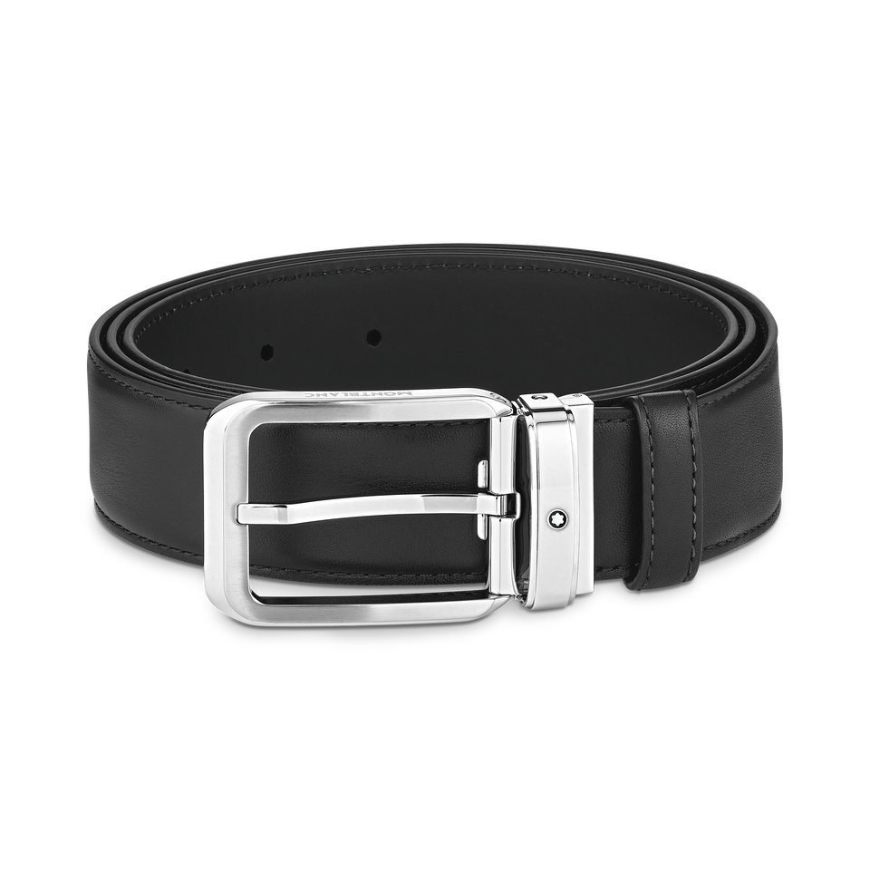 Black 35 mm leather belt - 1