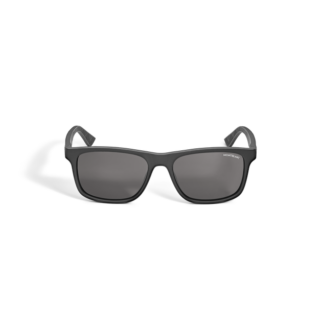 Lunettes de soleil rectangulaires &agrave; monture en ac&eacute;tate noire - 1