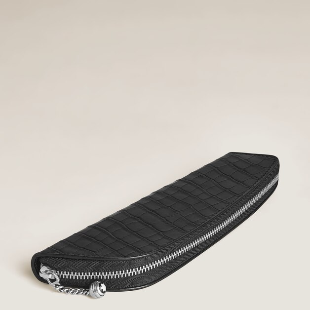 1-Pen Pouch in Croco-Embossed Leather - 4