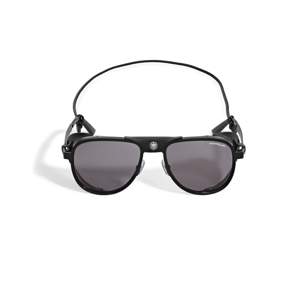 Lunettes de soleil carr&eacute;es &agrave; monture m&eacute;tallique noire - 1