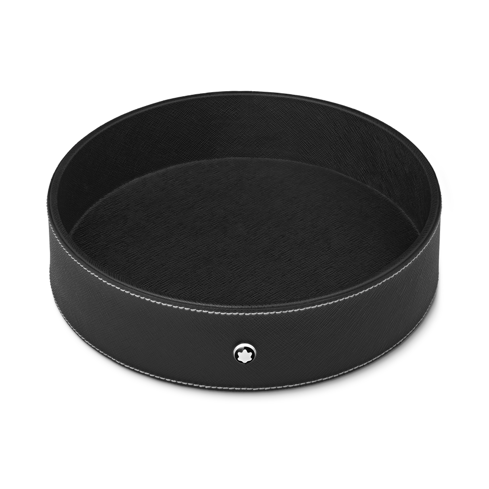 Large Round Desk Tray in Sartorial Leather - 1