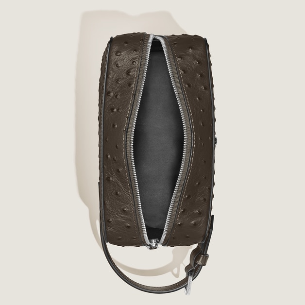 Wash Bag in Ostrich-Embossed Leather - 6
