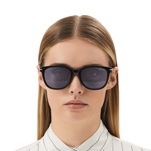 Round Sunglasses with Black Coloured Acetate Frame - 4