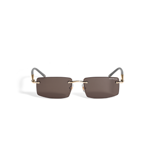 Rectangular Sunglasses with Gold-Coloured Metal Frame