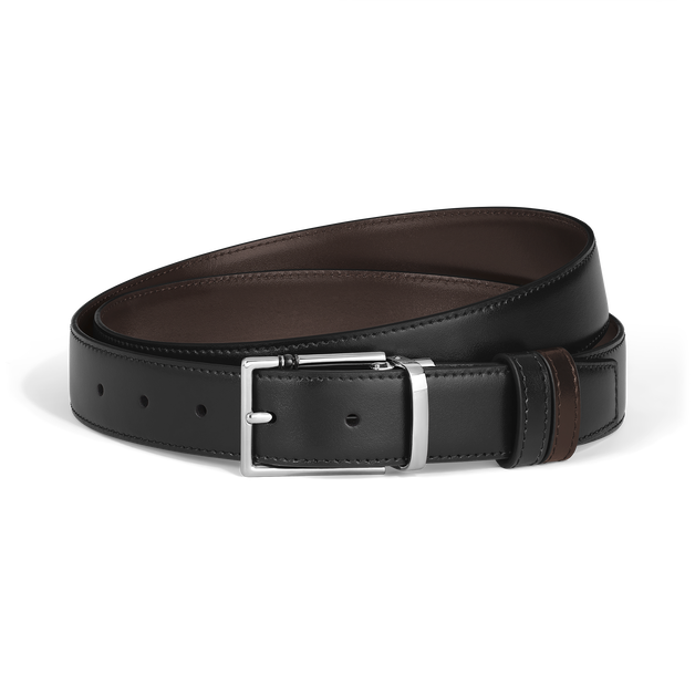 30 mm Reversible Belt in Leather with Rectangular Meisterst&uuml;ck Buckle - 1