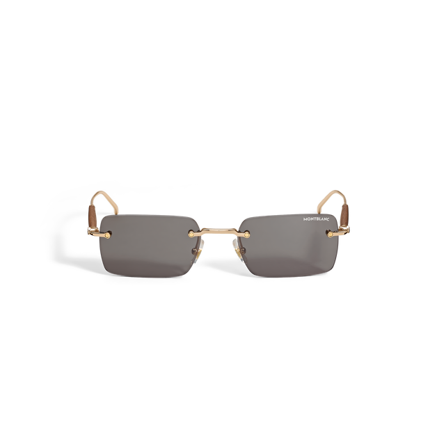 Lunettes de soleil carr&eacute;es &agrave; monture m&eacute;tallique dor&eacute;e  - 1