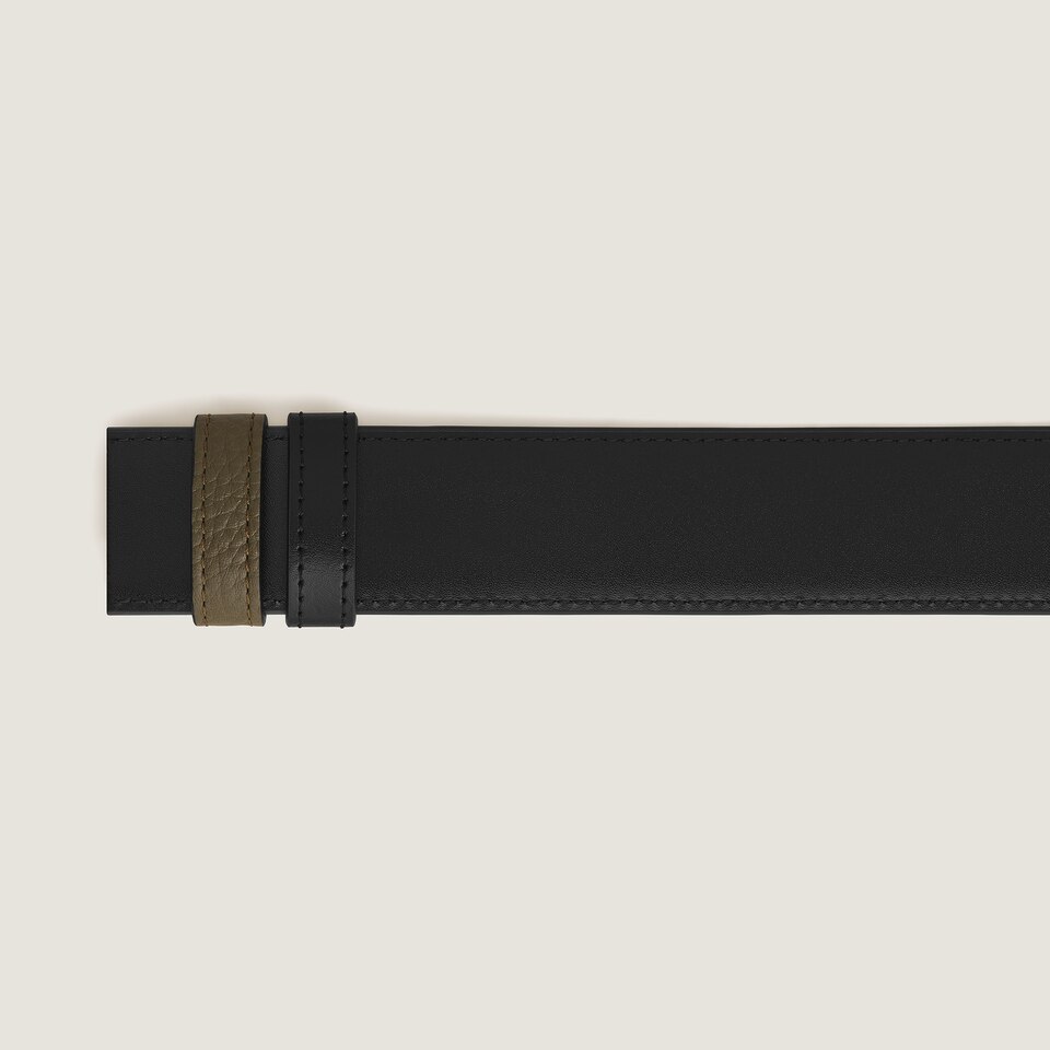 Khaki grain/black Meisterst&uuml;ck 35mm reversible leather strap - 2