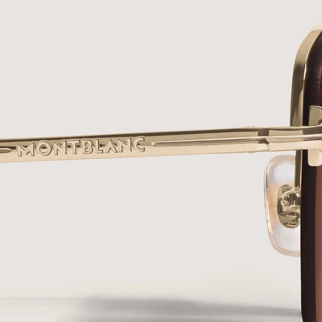 Lunettes de Soleil Ovales avec Monture en Métal Doré - 3