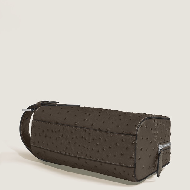 Wash Bag in Ostrich-Embossed Leather - 7