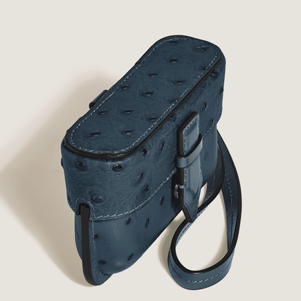 &Eacute;tui pour Accessoires de Plume avec Bandouli&egrave;re en Cuir Emboss&eacute; Autruche