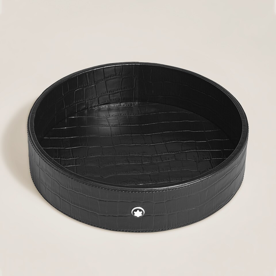 Desk Tray Large, Croco-Embossed Leather, Black - 2