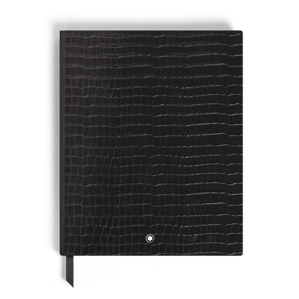 Notebook Large, Croco-Embossed Leather, Black - Lined Pages