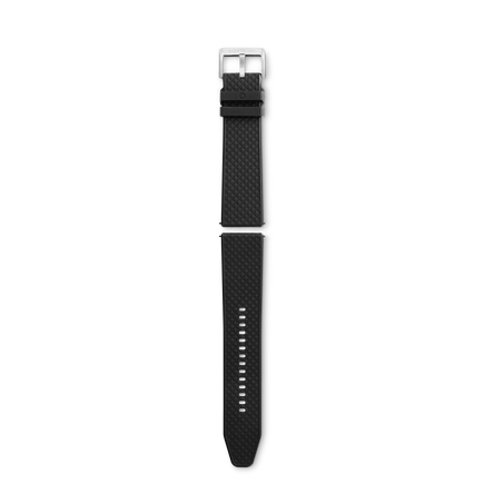 Bracelet en caoutchouc noir avec boucle ardillon grise