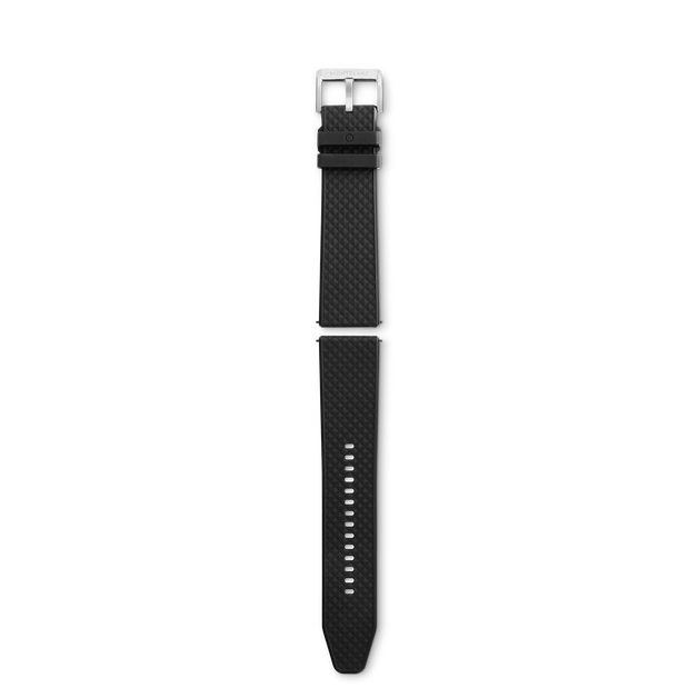 Bracelet en caoutchouc noir avec boucle ardillon grise - 1