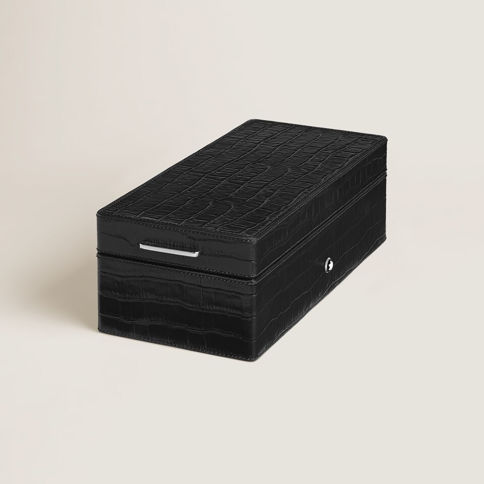 Pen Box, Croco-Embossed Leather, Black - 2