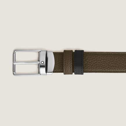 Ceinture r&eacute;versible &agrave; boucle Everyday de 30&nbsp;mm en cuir kaki/noir