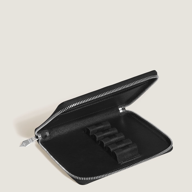 5-Pen Pouch with zip in Sartorial Leather - 6