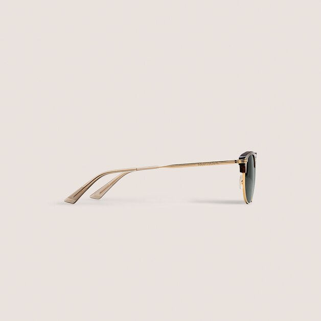 Lunettes de Soleil Rectangulaires avec Monture en M&eacute;tal Dor&eacute; - 2