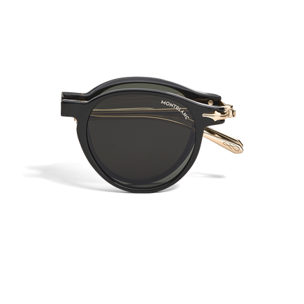 Oval Foldable Sunglasses with Black Injected Frame